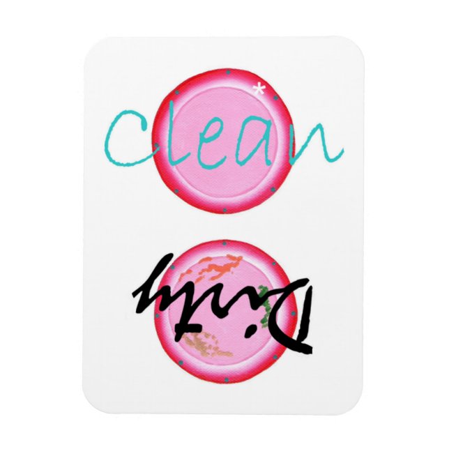 Dirty Clean Pink Plates Dishwasher Magnets (Vertical)