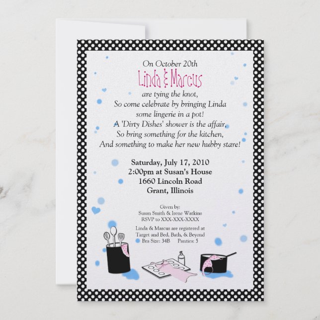 'Dirty Dishes' Bridal Shower Invitation (Front)