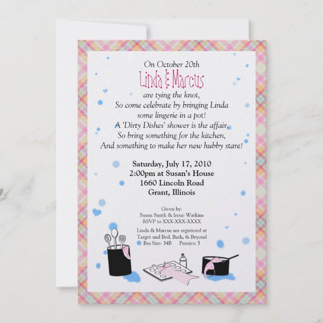 'Dirty Dishes' Bridal Shower Invitation (Front)