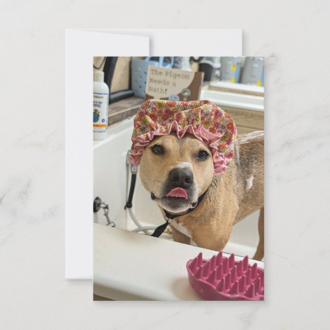 Dirty Dog Puppy Bath Time funny costume notecard (Front)