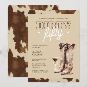 Dirty Fifty Western Rustic 50th Birthday Party Invitation
