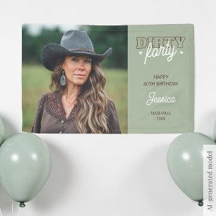 Dirty Forty Western Country Photo 40th Birthday Banner