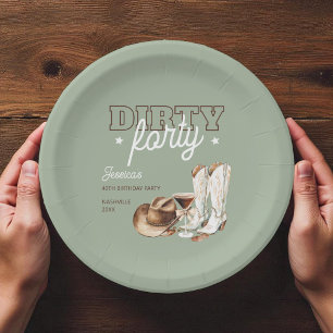 Dirty Forty Western Rodeo 40th Birthday Party Paper Plate