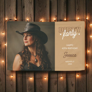 Dirty Forty Western Rodeo Photo 40th Birthday Banner