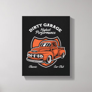 Dirty Garage Classic Truck Car Club Canvas Print
