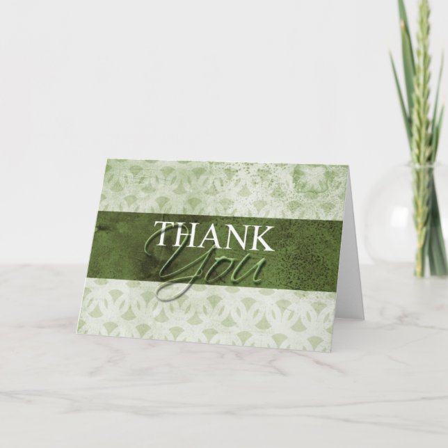 Dirty Green Colour Blank Inside Thank You Cards (Front)