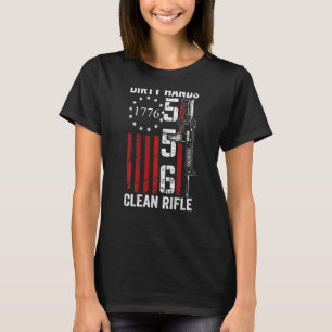 Dirty Hands Clean Rifle 5 56 M4 Ar15 Gun On Back T-Shirt