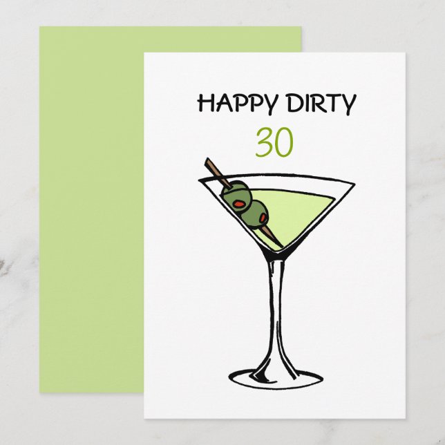Dirty Martini 30 Birthday  Card (Front/Back)