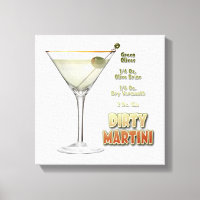 Dirty Martini Cocktail Recipe Art 12"x12"