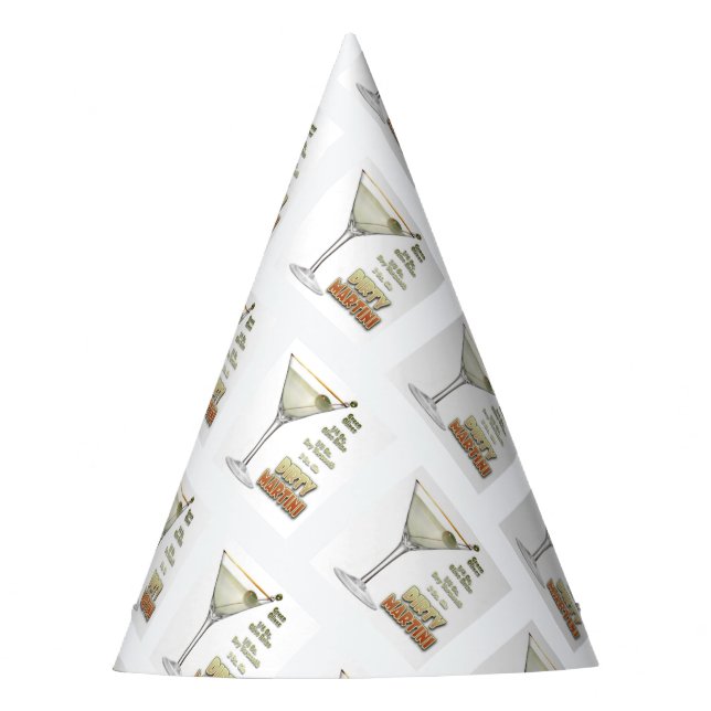 Dirty Martini Cocktail Recipe Art Party Hat (Front)