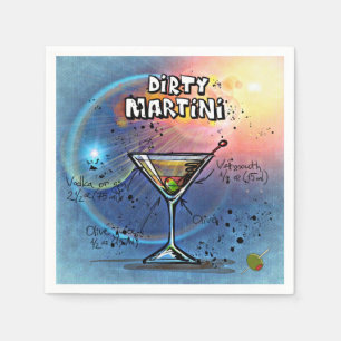Dirty Martini On Blue Fabric Paper Napkin