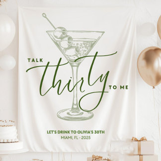 Dirty Martini Themed 30th Birthday Party Banner Tapestry