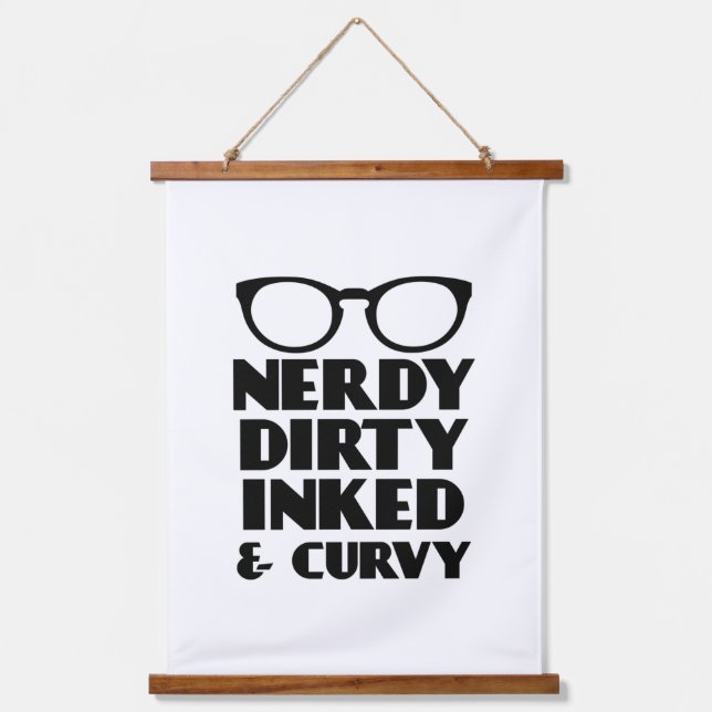 Dirty Nerdy Inked and Curvy Hanging Tapestry (Front)
