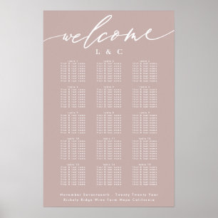 Dirty Pink Taupe Calligraphy Welcome Seating Chart