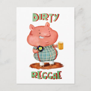 Dirty Reggae Pig Postcard