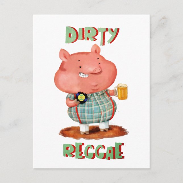 Dirty Reggae Pig Postcard (Front)