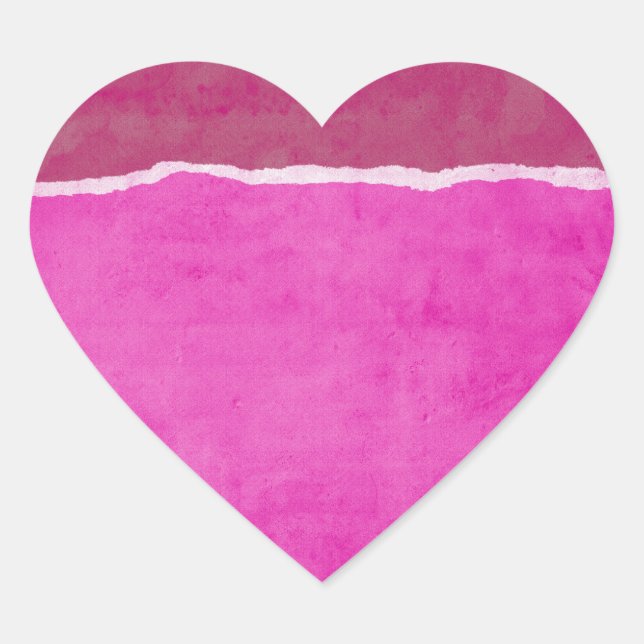 Dirty ripped pink paper heart sticker (Front)