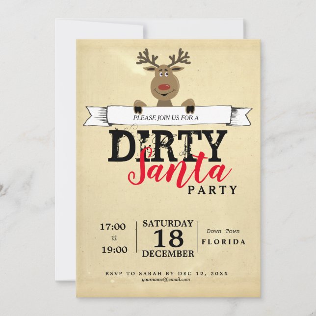 Dirty Santa Christmas gift exchange office Invitation (Front)