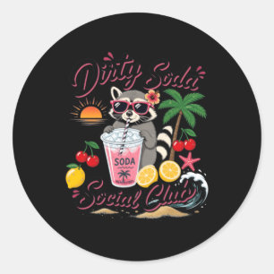 Dirty Soda Social Club Racoon Summer Vacation Classic Round Sticker