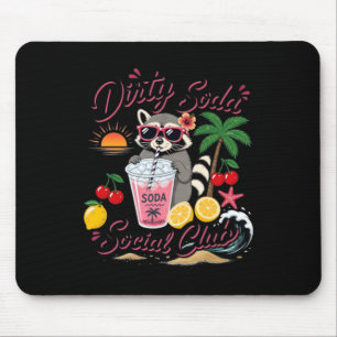 Dirty Soda Social Club Racoon Summer Vacation Mouse Pad