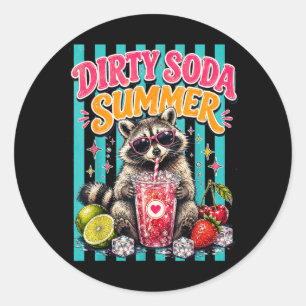 Dirty Soda Summer Retro Racoon Classic Round Sticker
