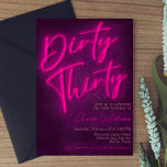 Dirty Thirty - 30th Birthday Invitation<br><div class="desc">Minimalist invitation with Neon lights design and Fuschia Pink colour were used on the the title to give the invitation a tantalising look with dark violet granite like texture on the background to match.</div>