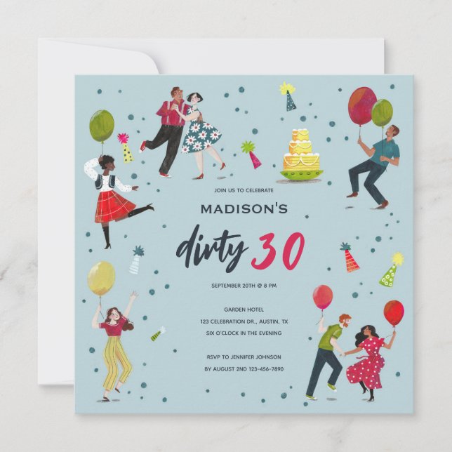 Dirty Thirty 30th Birthday Party Invitation (Front)