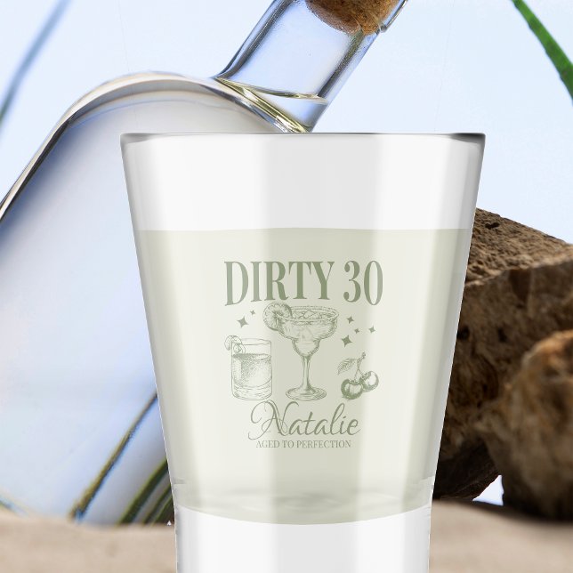 Dirty Thirty 30th Birthday Party Pink Personalised Shot Glass (Creator Uploaded)