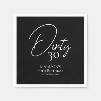 Dirty Thirty 30th Black & White Birthday Napkin