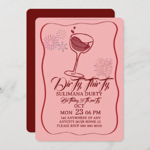 Dirty thirty birthday invitation template, cherry