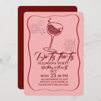 Dirty thirty birthday invitation template, cherry