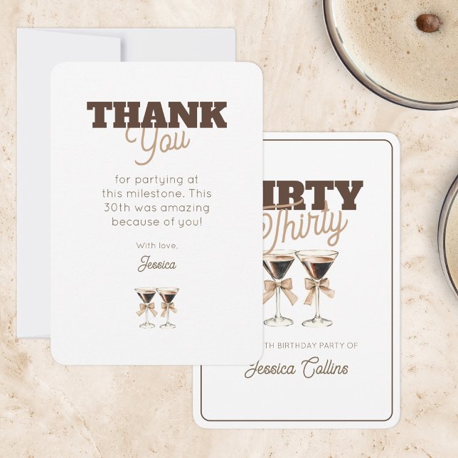 Dirty Thirty Coctail Espresso Martini 30 Birthday Thank You Card (Dirty Thirty Coctail Espresso Martini 30 Birthday Thank You Card)