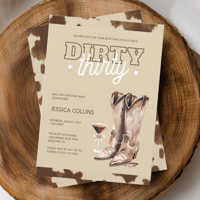 Dirty Thirty Country Western 30th Birthday Party Invitation (Dirty Thirty Country Western 30th Birthday Party Invitation)