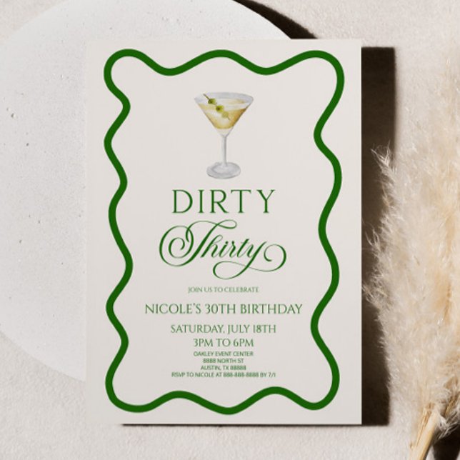 Dirty Thirty Dirty Martini 30th Birthday Party Invitation (Creator Uploaded)