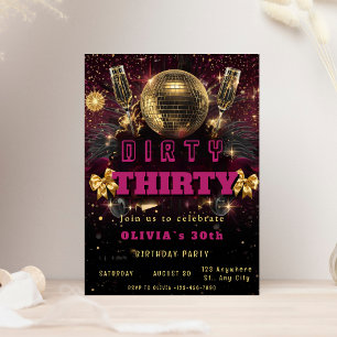 Dirty Thirty Disco Birthday Invitation