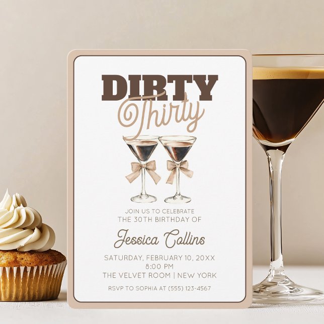 Dirty Thirty Espresso Cocktail 30th Birthday Party Invitation (Dirty Thirty Espresso Cocktail 30th Birthday Party Invitation)