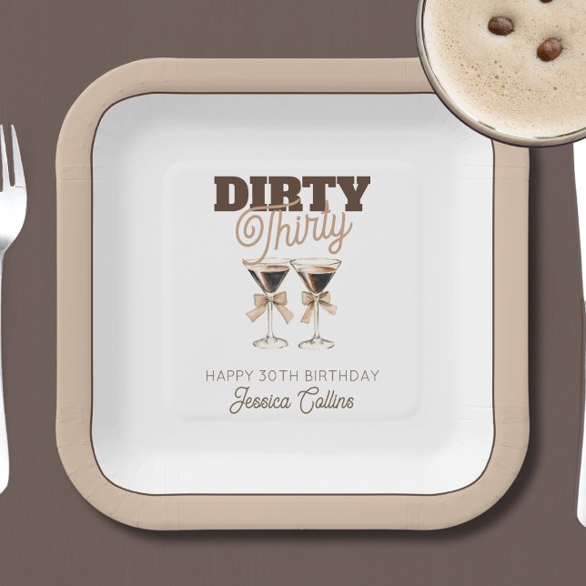 Dirty Thirty Espresso Cocktail 30th Birthday Party Paper Plate (Dirty Thirty Espresso Cocktail 30th Birthday Party Paper Plates)