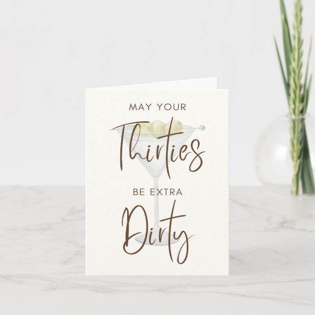 Dirty Thirty Martini Birthday Card (Front)