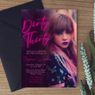 Dirty Thirty Minimalist with Photo Invitation