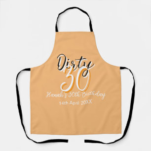Dirty thirty orange white simple retro birthday ad apron