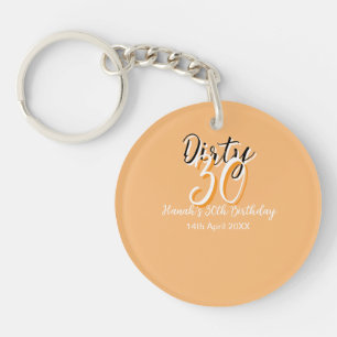 Dirty thirty orange white simple retro birthday ad key ring