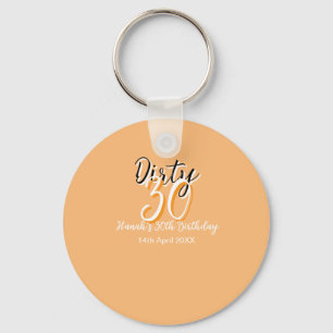 Dirty thirty orange white simple retro birthday ad key ring