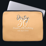 Dirty thirty orange white simple retro birthday ad laptop sleeve<br><div class="desc">Customise template design</div>