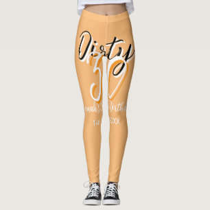 Dirty thirty orange white simple retro birthday ad leggings
