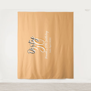 Dirty thirty orange white simple retro birthday ad tapestry
