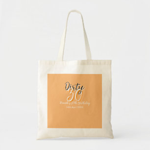 Dirty thirty orange white simple retro birthday ad tote bag