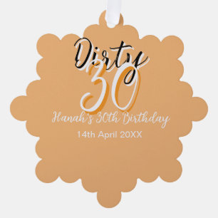 Dirty thirty orange white simple retro birthday ad tree decoration card