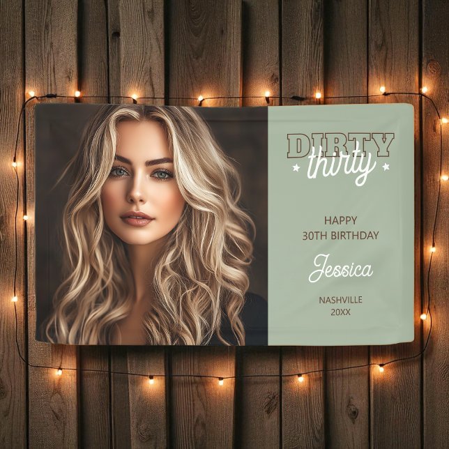 Dirty Thirty Photo Western Rodeo 30th Birthday Banner (Dirty Thirty Photo Western Rodeo 30th Birthday Banner)