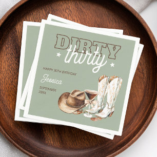 Dirty Thirty Rodeo Sage Green 30th Birthday Party Napkin