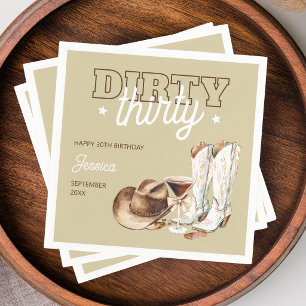 Dirty Thirty Rodeo Taupe Beige 30th Birthday Party Napkin